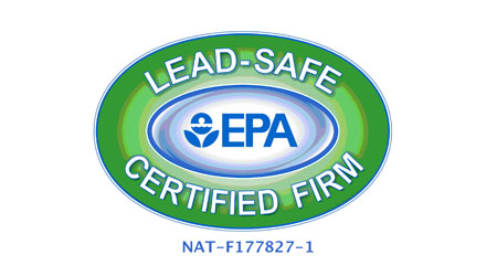 A green oval with the words lead safe certified firm and an epa logo.