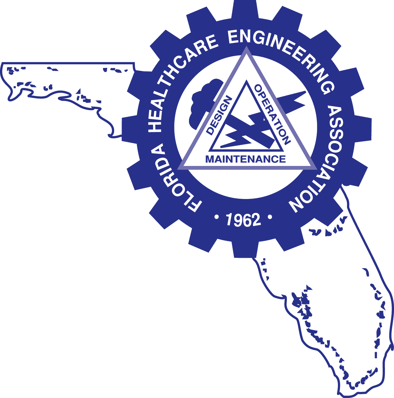 A blue logo of the state of florida.